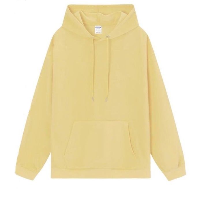 370 Hooded Thin Eating Wool Cotton Composite Solid Color Sweater Loose Hooded Men'S And Women'S Base Shirt Trendy - Image 1