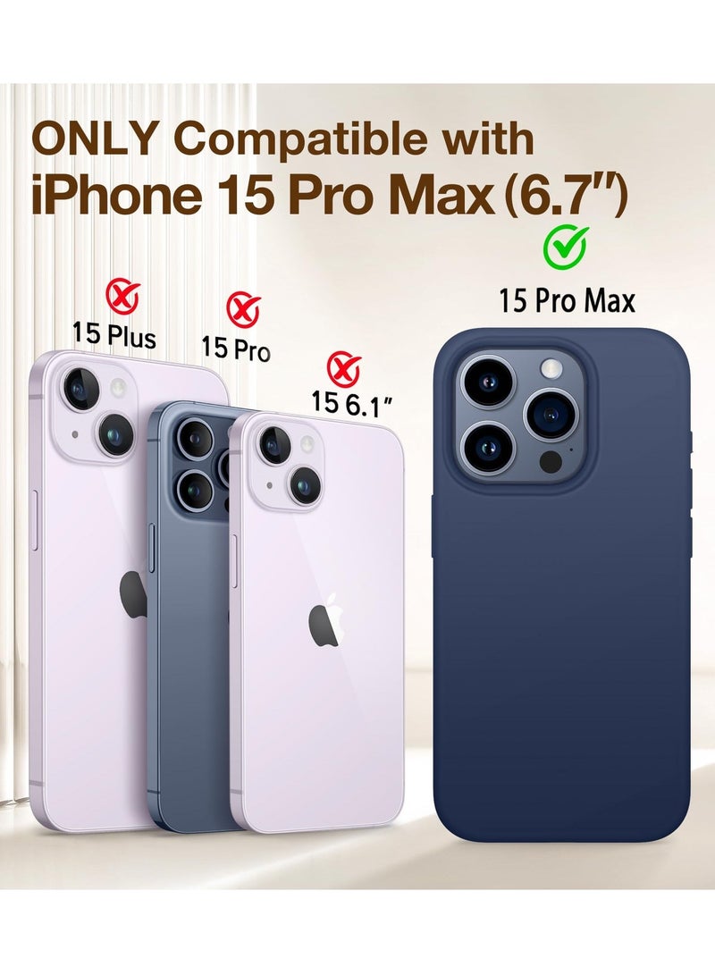 كابتن تيك حافظة iPhone 15 Pro Max من السيليكون مع 1X واقي كاميرا + 1X واقي شاشة متوافق مع iPhone 15 Pro Max غطاء سائل ناعم من السيليكون داخل بطانة من الألياف الدقيقة غطاء حماية نحيف ورفيع - Image 2