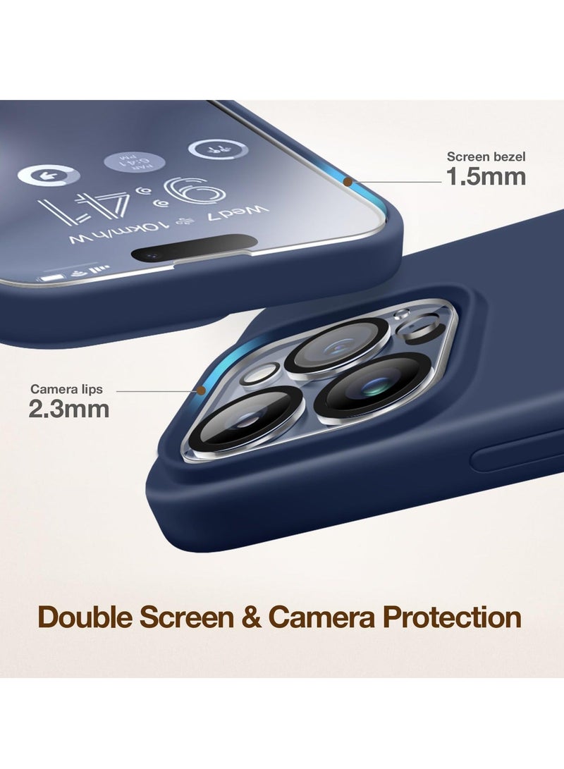 كابتن تيك حافظة iPhone 15 Pro Max من السيليكون مع 1X واقي كاميرا + 1X واقي شاشة متوافق مع iPhone 15 Pro Max غطاء سائل ناعم من السيليكون داخل بطانة من الألياف الدقيقة غطاء حماية نحيف ورفيع - Image 5