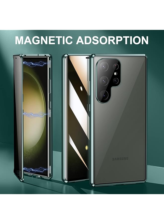 إيروريكس جراب مضاد للتجسس لهاتف Samsung Galaxy S23 Ultra 360 درجة أمامي وخلفي مع غطاء زجاجي مقوى للخصوصية وشاشة مضادة للتجسس مع امتصاص مغناطيسي وحماية معدنية وإطار من الألومنيوم ومضاد للصدمات - Image 3
