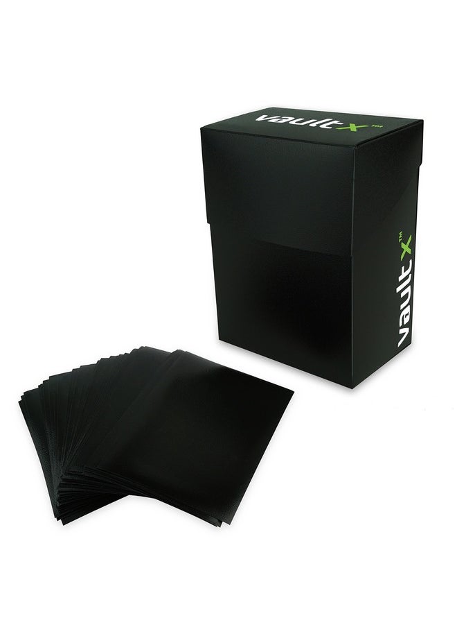 فولت إكس صندوق Vault X Deck و100 غلاف أسود للبطاقات - حجم متوسط لـ 70-80 بطاقة ذات غلاف - حامل بطاقات خالٍ من مادة PVC لبطاقات TCG (متوسط + 100)  - Image 1