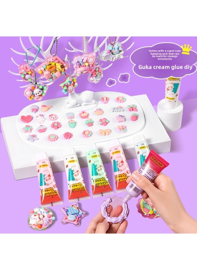 Cream Gel Goo Card Diy Children's Handmade Creative Toys Cute Hand Account Stickers Play Full Set Of Spot-Specifications:[Pink Rabbit] Goka Fire Paint Novice Advanced 812 Pieces