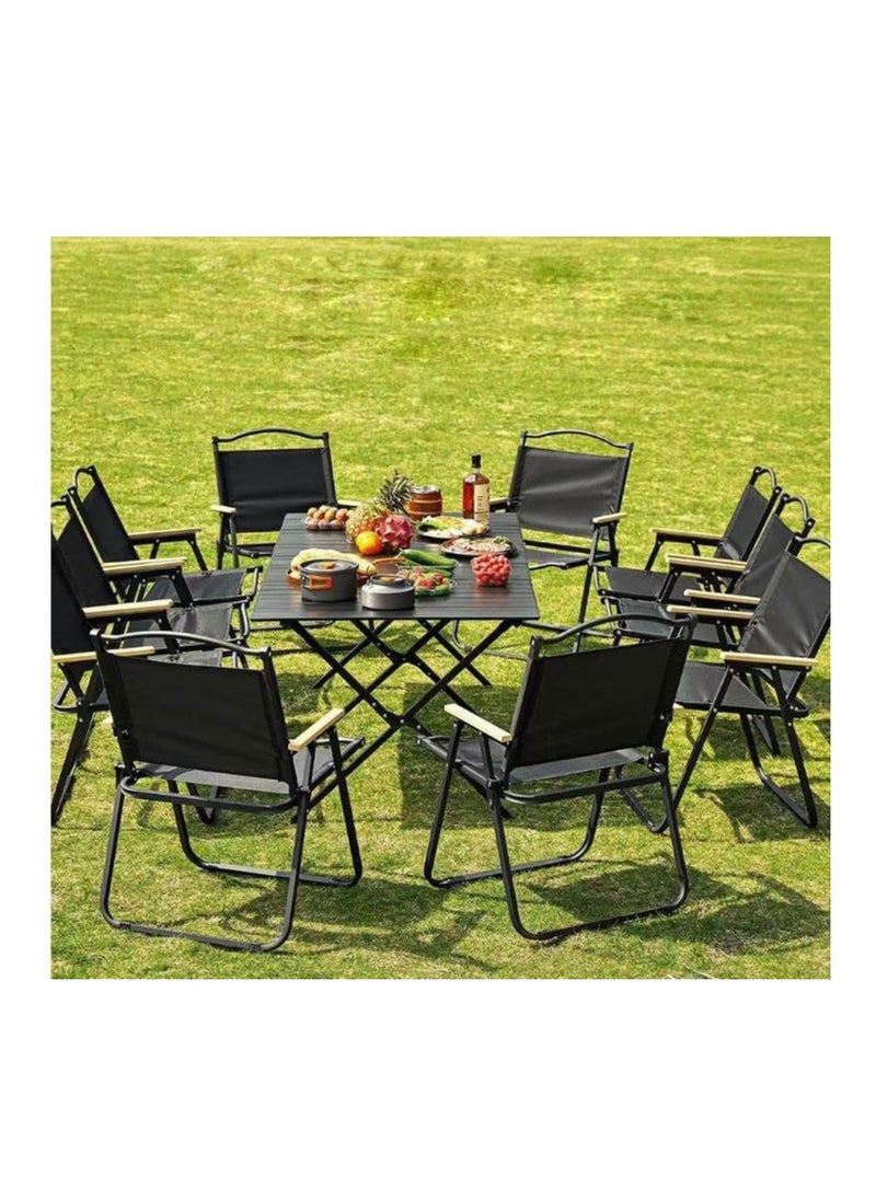 Generic - Folding Camping Chair, with Steel Bracket Solid Wood Handle, Oxford Garden Picnic Table Chair, Metal Outdoor Camping Patio Furniture, Foldable Design for Easy Carrying to Travel (Kermit Chair) - Image 1