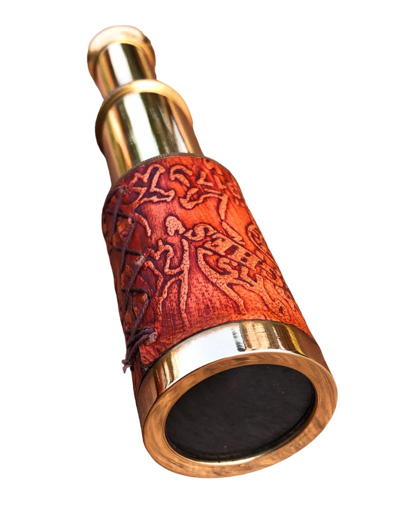NAUTICALMART Nautical Handheld Pirate Brass Telescope with Box/Case Sailor Home Decor Pirate Captain Boat Gift (6", Kelvin & Hughes) - Brass - Image 4