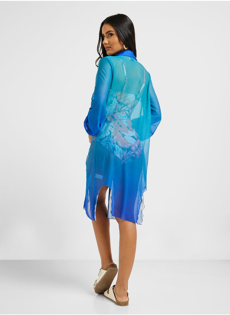ELLA Ombre Button Down Beach Shirt  - Image 2