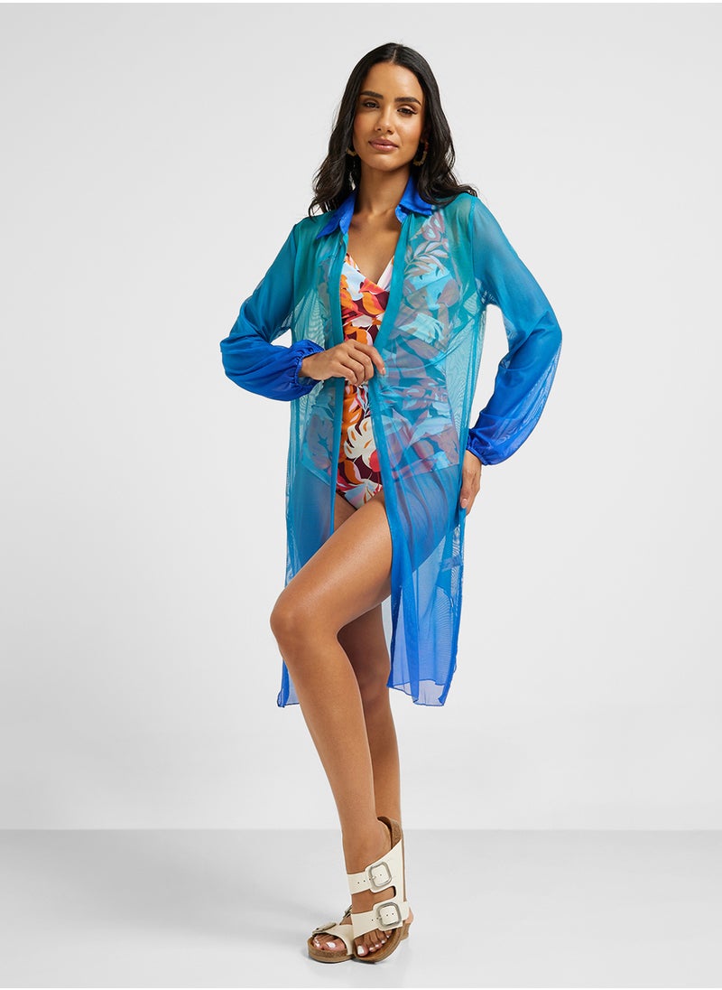 ELLA Ombre Button Down Beach Shirt  - Image 4
