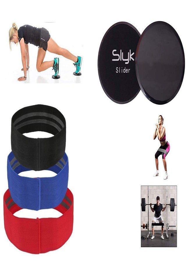 SLYK Fabric Resistance Bands & Core Sliders Set - Non-Slip Booty Bands for Women & Men, 3 Levels Workout Loops + Dual-Sided Sliders for Home Gym, Glutes, Legs, Abs, Full Body Fitness Training - Image 1