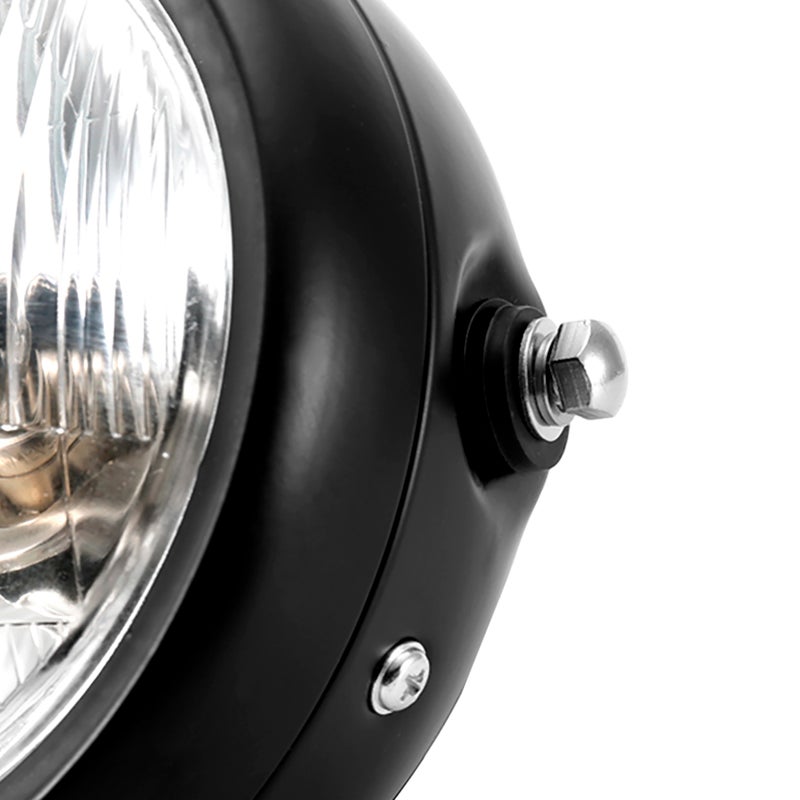 Universal Motorcycle Headlamp: Metal Shell Glass Lens, High Brightness Bulb, High Low Beam - Retro Headlight for Motorcycle Aftermarket Use - Image 3