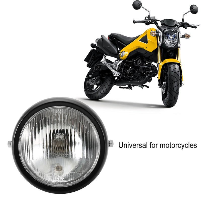 Universal Motorcycle Headlamp: Metal Shell Glass Lens, High Brightness Bulb, High Low Beam - Retro Headlight for Motorcycle Aftermarket Use - Image 2