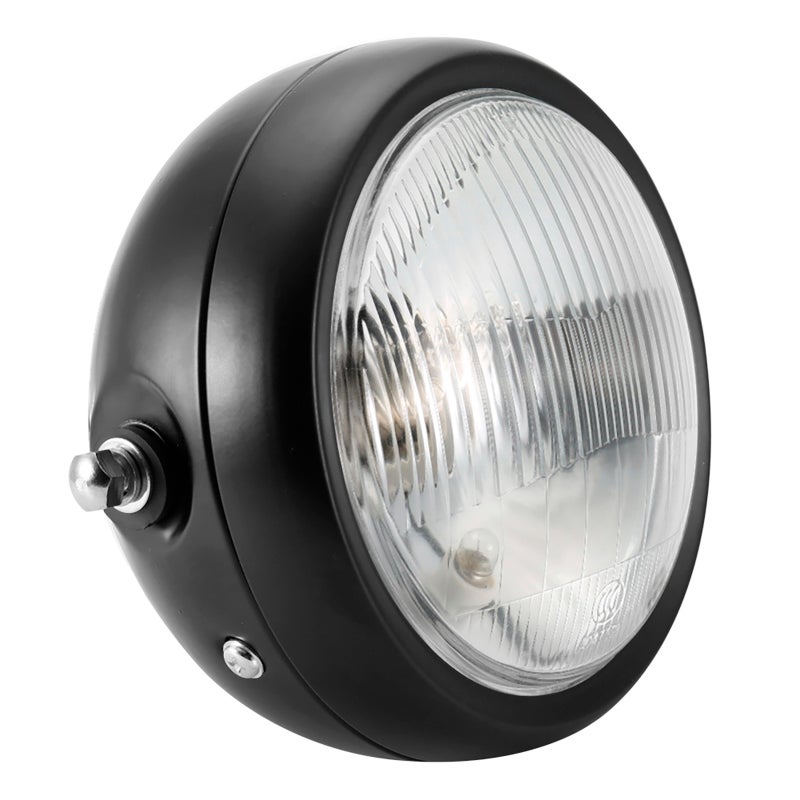 Universal Motorcycle Headlamp: Metal Shell Glass Lens, High Brightness Bulb, High Low Beam - Retro Headlight for Motorcycle Aftermarket Use - Image 1