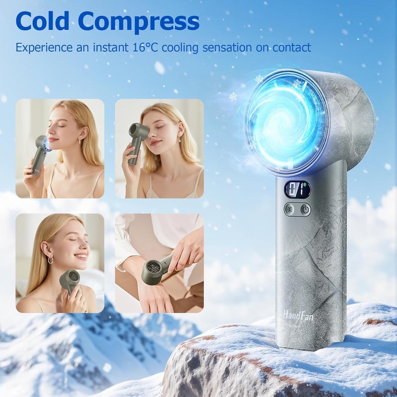 HandFan User tested optimized build 5200mAh High Speed Handheld Turbo Fan, 1-100 Speeds Adjustable Powerful Cooling Ice Fan, Portable Mini Hand Fans Rechargeable, for Summer Beach Travel Concerts, Gifts for Women(Brown) Temp & permanent project compatible - Image 3