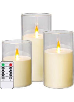 ELTRAZONE Set of 3 Flameless LED Pillar Candles with Remote Control and Timer, 3D Wick Acrylic, Battery-Powered for Romantic Ambiance and Home Décor, Ivory – Safe and Elegant Lighting for Any Occasion  - Image 1