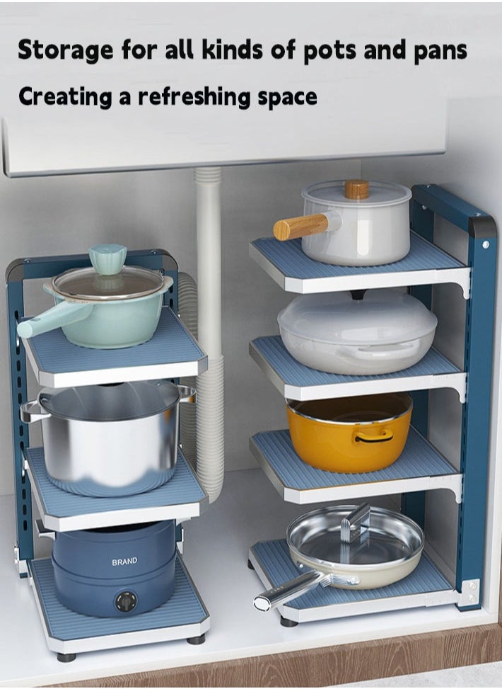 dida-cosmos - Pot and Pan Organizer Rack for under Cabinet, Heavy Duty Pot Pan Rack under Sink Organizers and Storage, Pot lid organizer, Kitchen Cabinet Organizer with 4 Adjustable Tiers (4-Tier) - Image 1