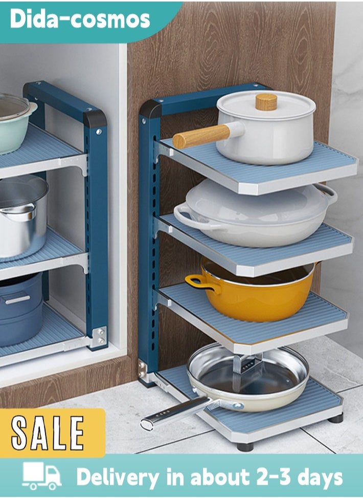 dida-cosmos - Pot and Pan Organizer Rack for under Cabinet, Heavy Duty Pot Pan Rack under Sink Organizers and Storage, Pot lid organizer, Kitchen Cabinet Organizer with 4 Adjustable Tiers (4-Tier) - Image 1