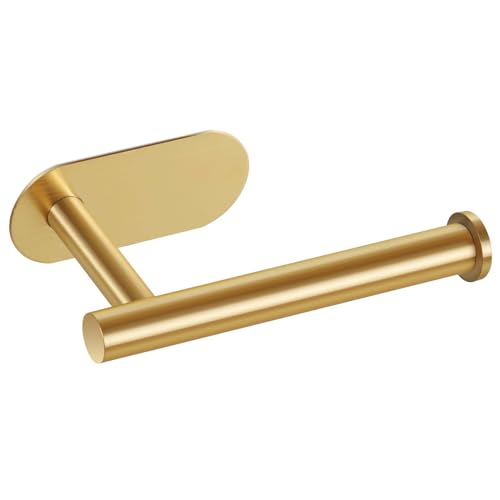 LAYUKI Toilet Paper Holder,Gold,Wall Mount, Upgraded Adhesive Toilet Roll Holder,no Drilling,Bathroom/Rv/Washroom,SUS 304 Stainless Steel,Rustproof (Gold, 1 Piece) - Image 1
