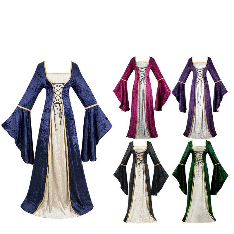 فستان ميدي طويل للنساء بحجم زائد S-5XL من المخمل الذهبي مع حمالات، فستان طويل عتيق على المسرح - Image 3