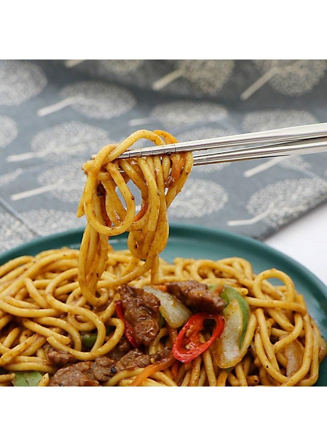 PUTHAK عيدان تناول الطعام من الفولاذ المقاوم للصدأ الصينية والكورية واليابانية والفيتنامية - 2 زوج، 2 قشة مستقيمة، 2 قشة منحنية، 1 فرشاة تنظيف - Image 4