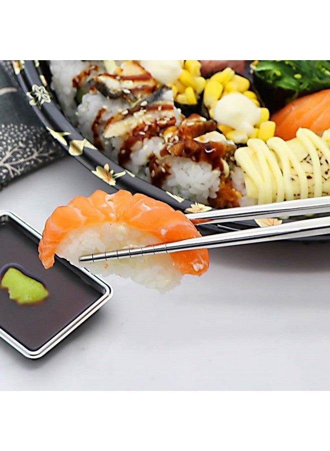 PUTHAK عيدان تناول الطعام من الفولاذ المقاوم للصدأ الصينية والكورية واليابانية والفيتنامية - 2 زوج، 2 قشة مستقيمة، 2 قشة منحنية، 1 فرشاة تنظيف - Image 5