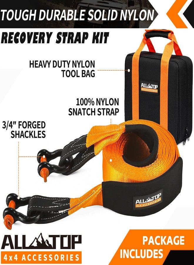 ALL-TOP Heavy Duty Tow Strap Recovery Kit: 3 inch x 20ft (35,000lbs) 100% Nylon and 22% Elongation Strap + 3/4 Heavy Duty D Ring Shackles (2pcs) + Storage Bag - Image 3