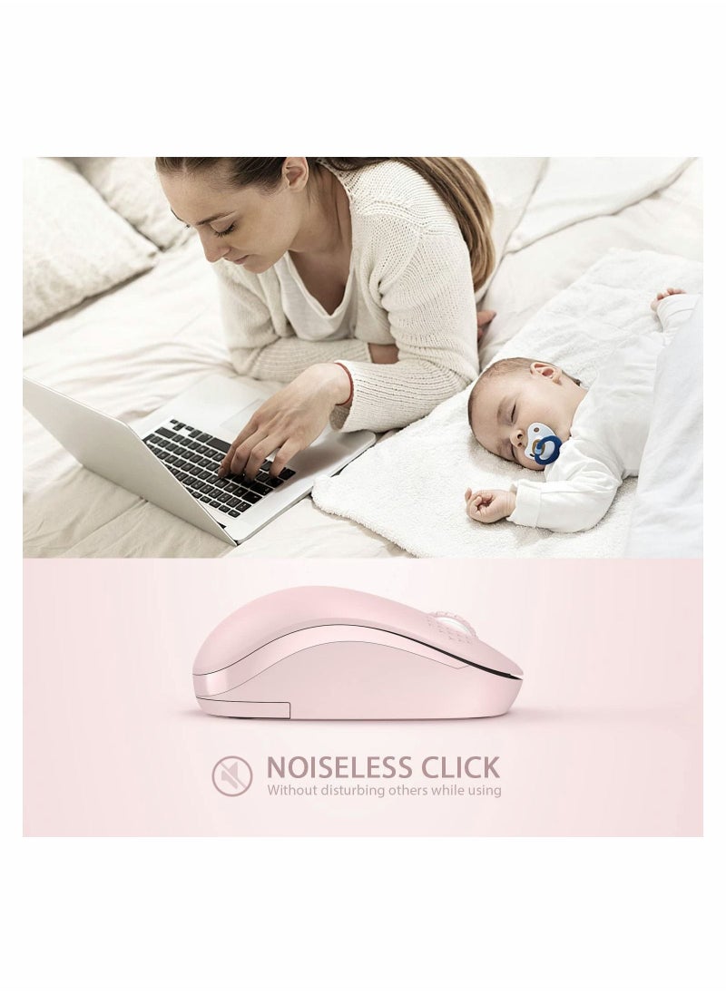 Y&D Wireless Mouse, 2.4G Noiseless Mouse with USB Receiver - Portable Computer Mice for PC, Tablet, Laptop, Notebook Windows System Pink  - Image 2