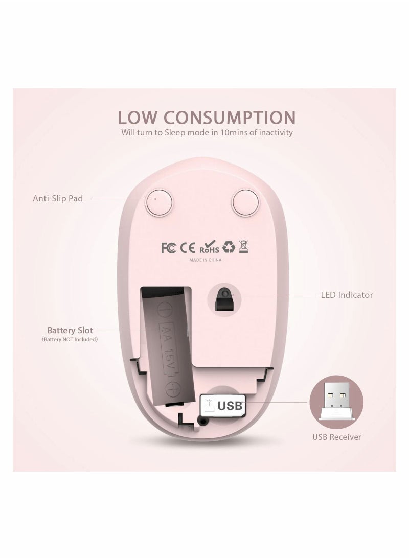 Y&D Wireless Mouse, 2.4G Noiseless Mouse with USB Receiver - Portable Computer Mice for PC, Tablet, Laptop, Notebook Windows System Pink  - Image 3