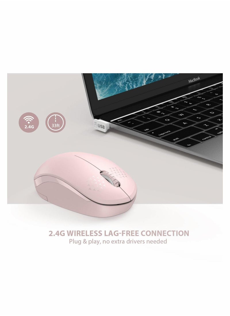 Y&D Wireless Mouse, 2.4G Noiseless Mouse with USB Receiver - Portable Computer Mice for PC, Tablet, Laptop, Notebook Windows System Pink  - Image 4
