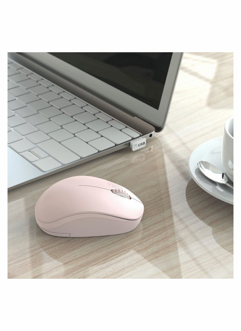 Y&D - Wireless Mouse, 2.4G Noiseless Mouse with USB Receiver - Portable Computer Mice for PC, Tablet, Laptop, Notebook Windows System Pink - Image 1