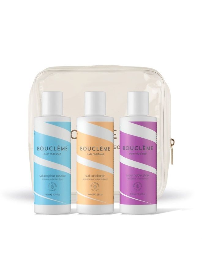 Boucleme Bouclème - Waves Travel Kit - Ultimate Haircare Travel Kit for Wavy Hair - Protects & Nourishes Waves - Includes Hair Cleanser, Conditioner & Super Hold Styler - Natural and Vegan - 10.1 fl oz - Image 1