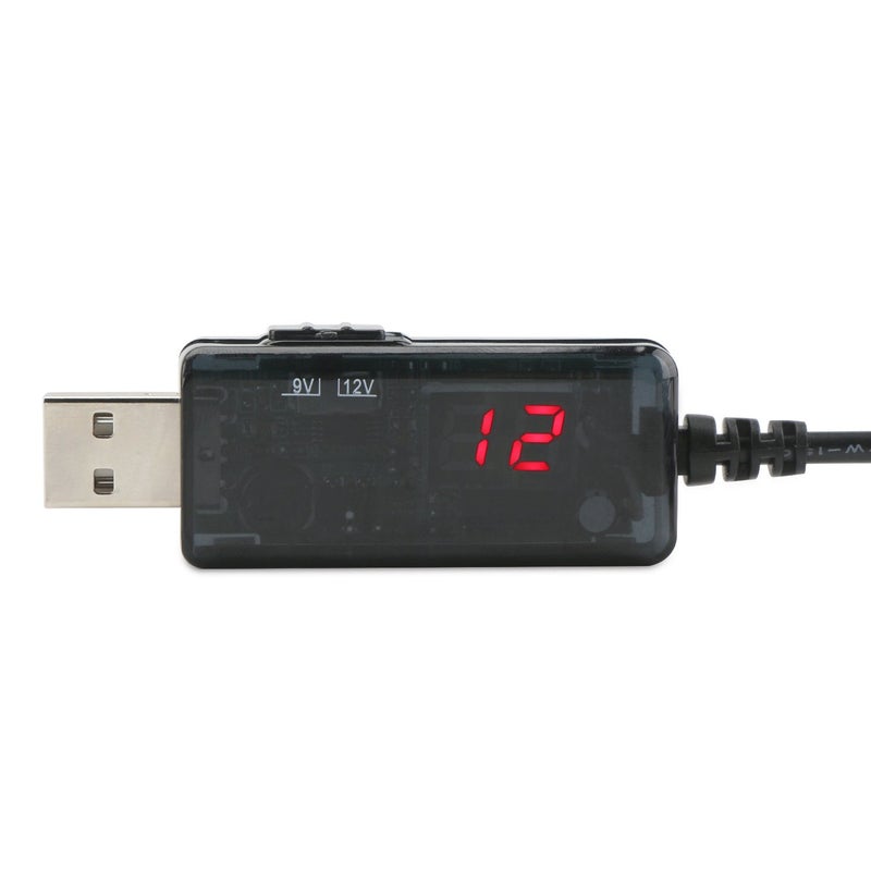 DROK USB to 9v, 5v to 12v Step Up, USB Cable DC 5V Boost to 9V 12V Voltage Converter 1A Step-up Volt Transformer Power Regulator Line with LED Display - Image 2