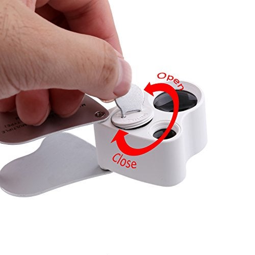 Kare Kind Illuminated Jewelry LED Eye Loupe Magnifier with Two Lens, 60X 12 mm and 30X 22 mm with Kare and Kind Retail Package (60x and 30x, Silver/White) - Image 5