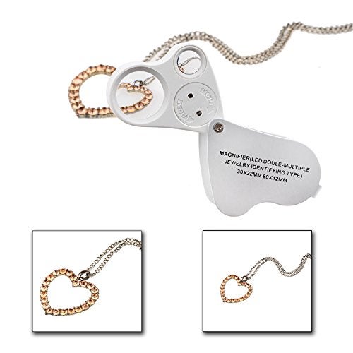 Kare Kind Illuminated Jewelry LED Eye Loupe Magnifier with Two Lens, 60X 12 mm and 30X 22 mm with Kare and Kind Retail Package (60x and 30x, Silver/White) - Image 3
