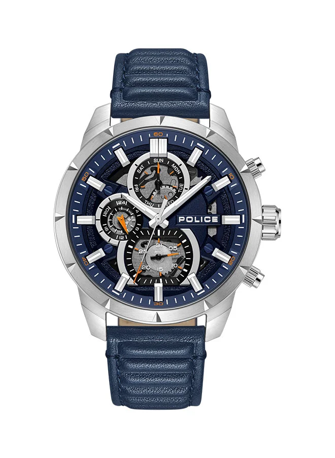 POLICE Men Chronograph Round Shape Leather Wrist Watch PEWJF0021801 - 45 Mm