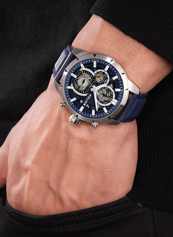 بوليس Men Chronograph Round Shape Leather Wrist Watch PEWJF0021801 - 45 Mm