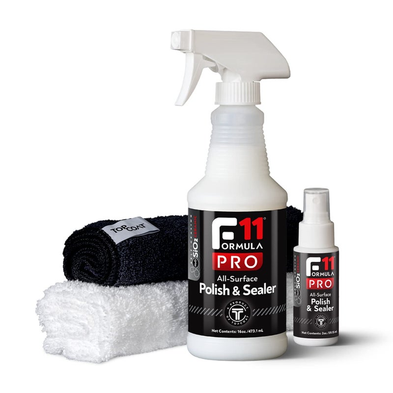 TopCoat F11PRO Starter Kit The Most Advanced WaterBased Ceramic Coating for Cars Motorcycles and More Includes 16 oz F11PRO Spray Bottle 2 oz Travel Bottle and 2 Microfiber Towels