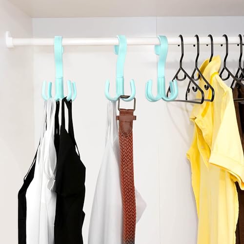 JIALTO 3 PCS Multi-Function 360 Degree Rotatable 4 Claw Hook Closet Hanging Organizer Hangers for Closet Organizer, 360 Degree Rotating Closet Clothes Hangers with 4 Claws (Multicolor) - Image 4