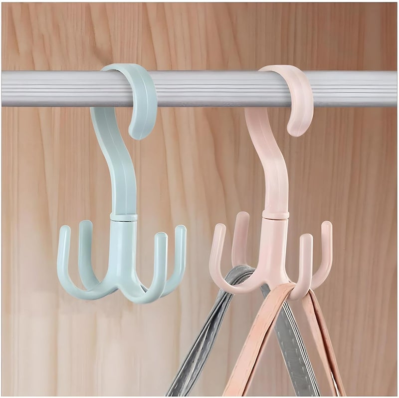 JIALTO 3 PCS Multi-Function 360 Degree Rotatable 4 Claw Hook Closet Hanging Organizer Hangers for Closet Organizer, 360 Degree Rotating Closet Clothes Hangers with 4 Claws (Multicolor) - Image 1