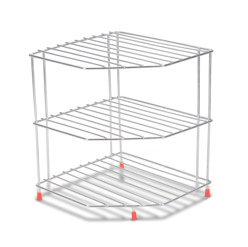 Cri8Hub Stainless Steel Corner Shelf for Kitchen, Storage Shelf Rack, Dish Rack for Kitchen, Corner Rack for Kitchen, Plates Bowls and Cups Rack, Countertop Rack(Corner Stand) - Image 5