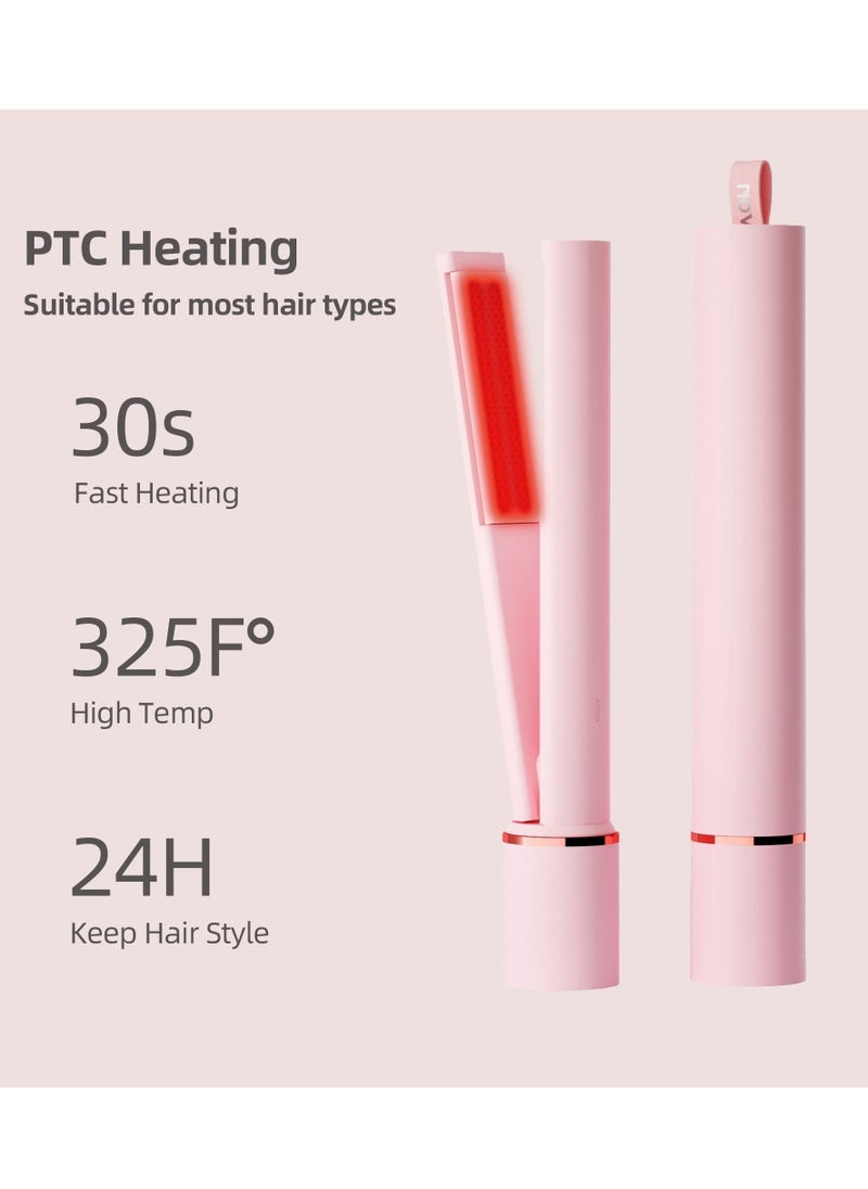 KASTWAVE Mini Hair Straightener Mini Portable Flat Iron Travel Size Small Flat Irons Curling Iron for Short Hair 2 in 1 Pink Portable Flat Iron for Bangs  - Image 2
