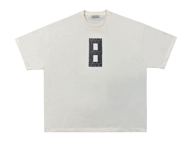FOG CRAZY ESSENTIALS Niche Main Line Trendy Brand American Cotton Loose Men and Women Couple Short-sleeved T-shirt Apricot