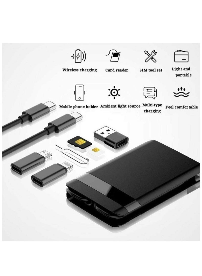 ماركة غير محددة Card Data Cable, Multi-Type Charging Cable Convertor, Multi-Function Wireless Charger Adapter, Built-in Card Reader, Can Use as Phone Holder, Flash Light (Wireless Charger)  - Image 3