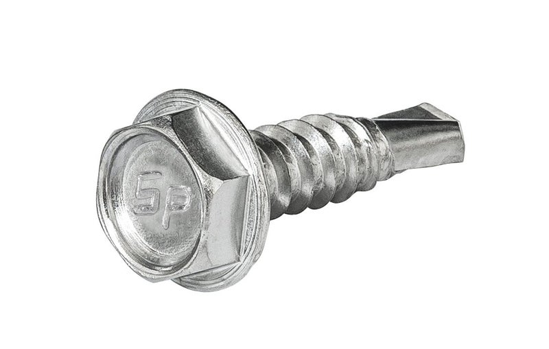 Strong-Point #10 x 3/4'' Hex Washer Head Self-Drilling Tek Screw Zinc Plated Steel for Attaches Sheet Metal Steel or Steel to Metal - Box of 100 - Image 3