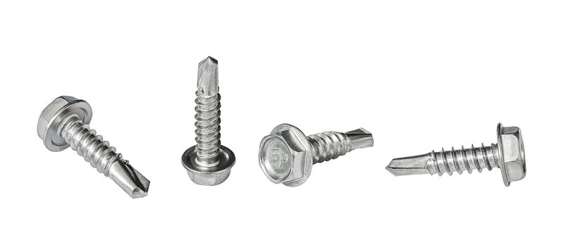 Strong-Point #10 x 3/4'' Hex Washer Head Self-Drilling Tek Screw Zinc Plated Steel for Attaches Sheet Metal Steel or Steel to Metal - Box of 100 - Image 1