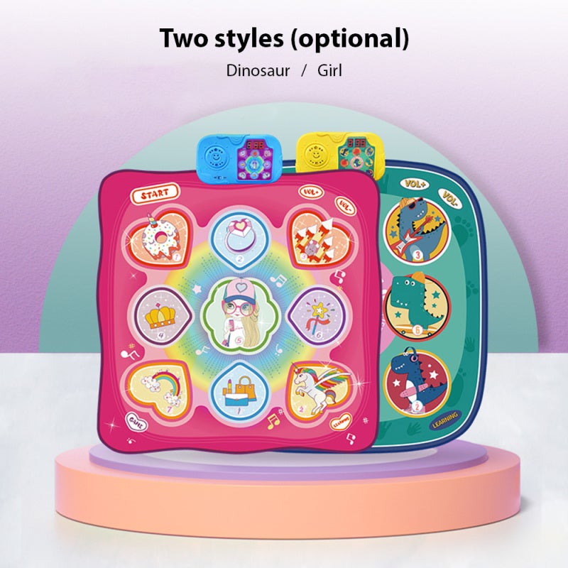 Dance Mat: Pink PE Fabric Interactive Sound & Light Adjustable Volume 3 Modes Learning Exercise Foldable Portable Educational Toy for Kids - Image 2
