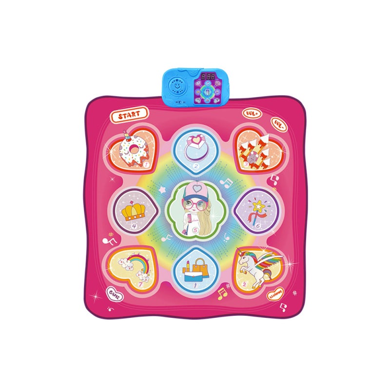 Dance Mat: Pink PE Fabric Interactive Sound & Light Adjustable Volume 3 Modes Learning Exercise Foldable Portable Educational Toy for Kids - Image 1