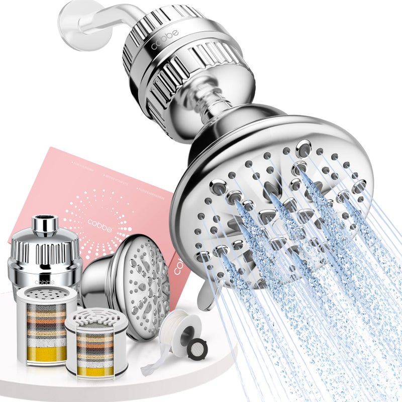 Cobbe Luxury Double Filtered Shower Head, High Output 16+20 Stages â€“ 99% REMOVAL Shower Filters for Hard Water Removes Chlorine and Harmful Substances, 7-Model Setting Spray, Chrome - Image 1
