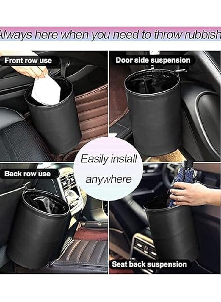 general Foldable Artificial Leather Car Trash Can, Waterproof Leak-Proof Automobile Waste Storage Basket with 4 Car Seat Headrest Hooks for Keeping Your Auto Tidy & Clean - Image 4