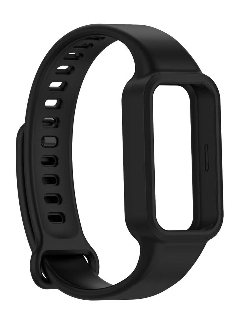 Silicone Strap Compatible with Xiaomi Band 8 Active Replacement Silicone Wrist Watch Band Strap (Black) - Image 1