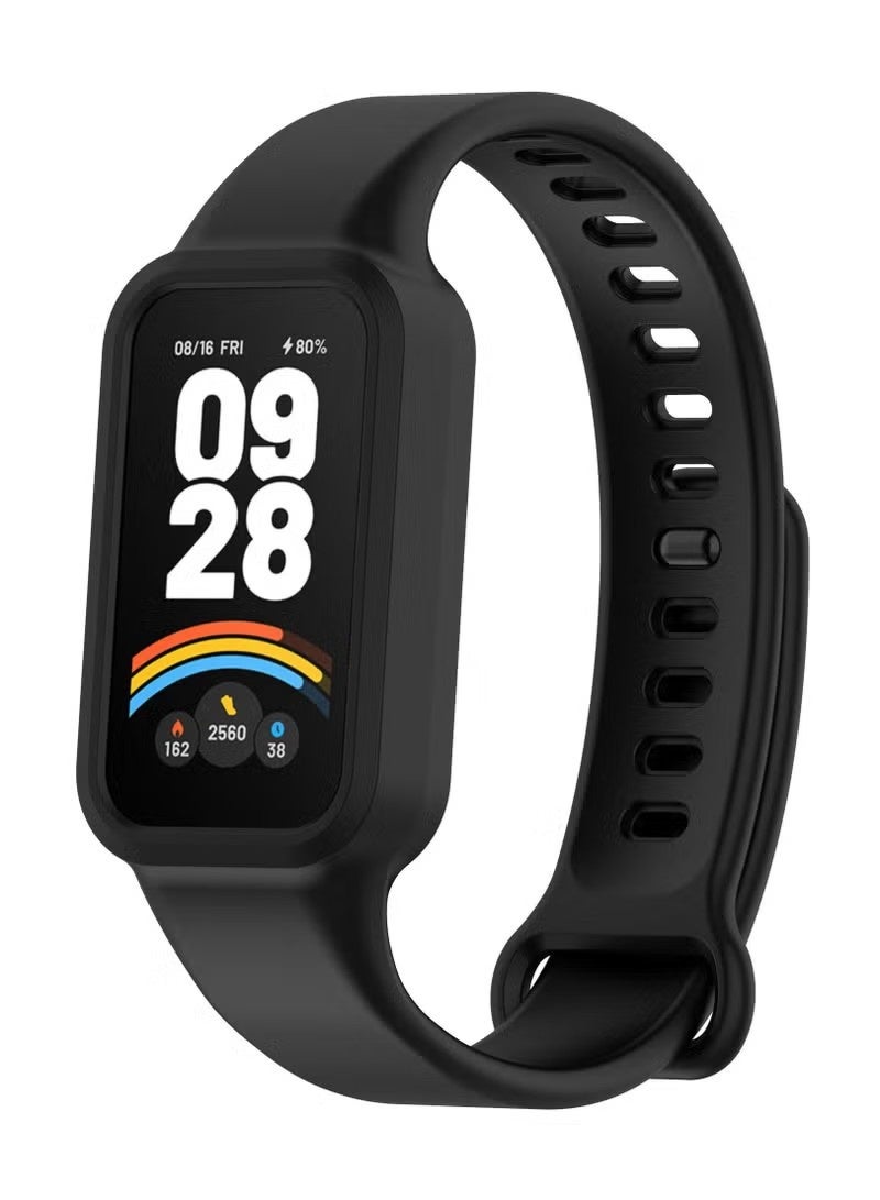 Silicone Strap Compatible with Xiaomi Band 8 Active Replacement Silicone Wrist Watch Band Strap (Black) - Image 2
