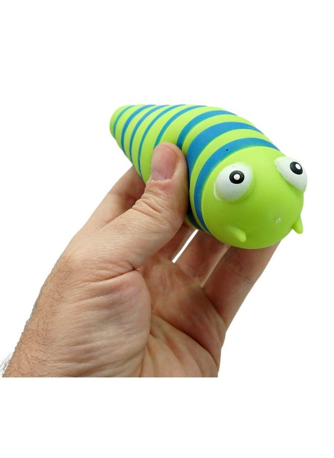 Ja-Ru - Squeeze Squishy Sensory Caterpillar Slug Toy (4 Caterpillars) Stretchy Rainbow Worm For Baby Toddler Kid Boy & Girl. Stress Relief Therapy Autism Adhd Exercise Fidget Toy. Birthday Gift 43514S - Image 1