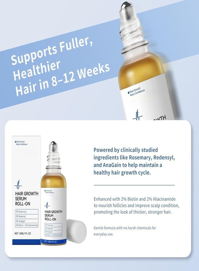 ROYALS RADIANCE Hair Growth Serum Roll-On with Rosemary, Redensyl, Anagain & Biotin | Promotes Hair Regrowth & Reduces Hair Fall | Chemical-Free, Vegan Formula | For Men & Women | 30ml (2) - Image 5
